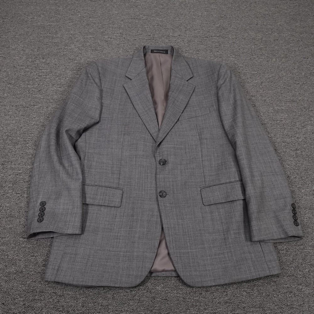 Chaps Blazer Mens 40S Gray Check Wool Suit Jacket 2 Button Business Formal